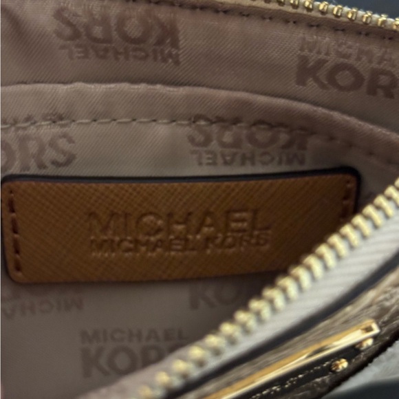 Michael Kors Jet Set Logo Card Case w/ Zip Pouch Gold Snakeskin Key Ring - Picture 8 of 10